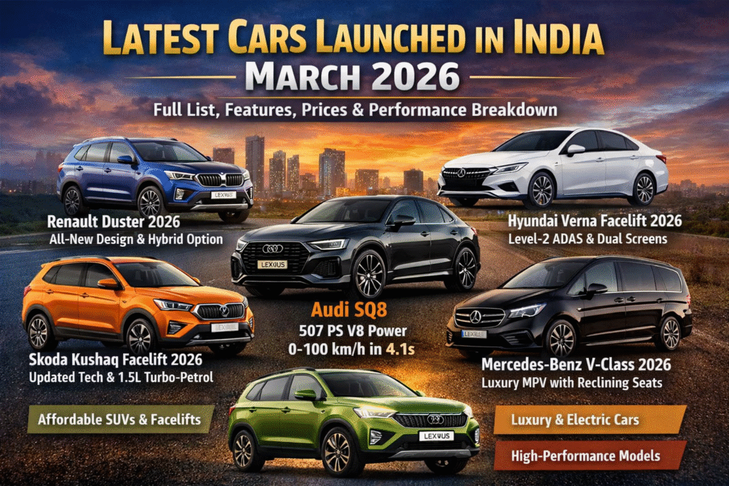 Latest Cars Launched in India March 2026 – Full List, Features, Prices & Performance Breakdown